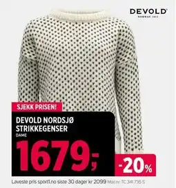 Sport 1 DEVOLD NORDSJØ STRIKKEGENSER, NOK 1679 tilbud