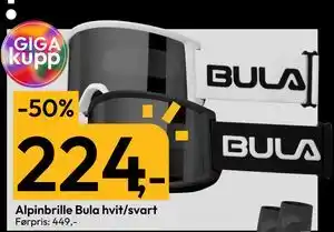Gigaboks Alpinbrille Bula hvit/svart, NOK 224 tilbud