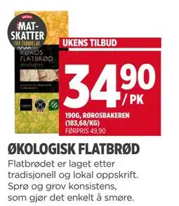 Meny ØKOLOGISK FLATBRØD, NOK 34.9 tilbud