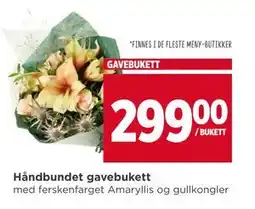 Meny Håndbundet gavebukett, NOK 299 tilbud