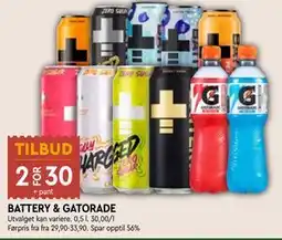 Coop Mega BATTERY & GATORADE, NOK 30 tilbud