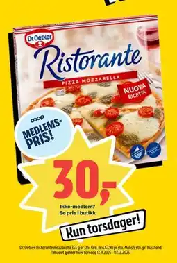 Coop Prix Dr. Oetker Ristorante mozzarella 355 g pr stk, Medlemspris tilbud