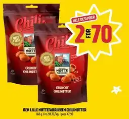 Coop Prix DEN LILLE NØTTEFABRIKKEN CHILINØTTER, NOK 70 tilbud