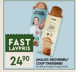 Coop Mega AMALIES GROVBRØD/ COOP TINDEBRØD., NOK 24.9 tilbud