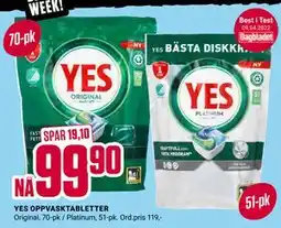 Europris YES OPPVASKTABLETTER, NOK 99.9 tilbud