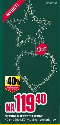 Europris STRING HJERTE/STJERNE, NOK 119.4 tilbud