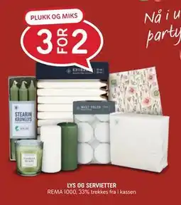Rema 1000 LYS OG SERVIETTER tilbud