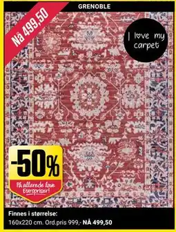 Europris 50% på alle tepper, NOK 499.5 tilbud