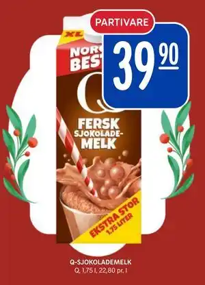 Rema 1000 Q-SJOKOLADEMELK, NOK 39.9 tilbud