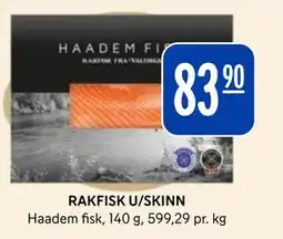 Rema 1000 RAKFISK U/SKINN, NOK 83.9 tilbud