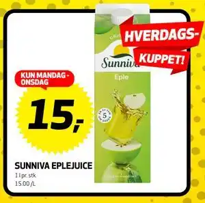 Bunnpris SUNNIVA EPLEJUICE, NOK 15 tilbud