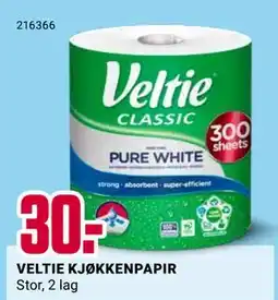 Europris VELTIE KJØKKENPAPIR, NOK 30 tilbud