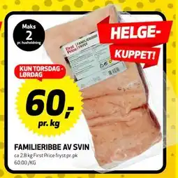 Bunnpris FAMILIERIBBE AV SVIN, NOK 60 tilbud