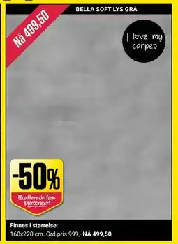 Europris BELLA SOFT LYS GRÅ, NOK 499.5 tilbud