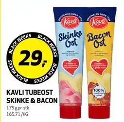 Bunnpris KAVLI TUBEOST SKINKE & BACON, NOK 29 tilbud