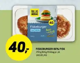 Bunnpris FISKEBURGER 86% FISK, NOK 40 tilbud