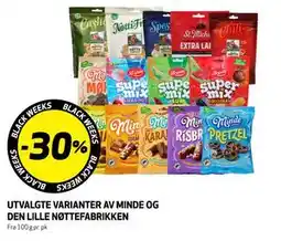 Bunnpris UTVALGTE VARIANTER AV MINDE OG DEN LILLE NØTTEFABRIKKEN tilbud