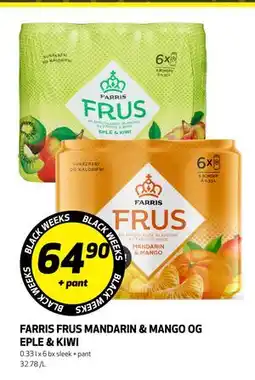 Bunnpris FARRIS FRUS MANDARIN & MANGO OG EPLE & KIWI, NOK 64.9 tilbud