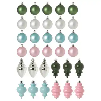 IKEA Vinterfint Juletrepynt, 32 stk., kule flere former/flere farger tilbud