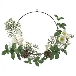 IKEA Vinterfint Kunstig halv krans, inne/ute grønn/hvit, 45 cm tilbud