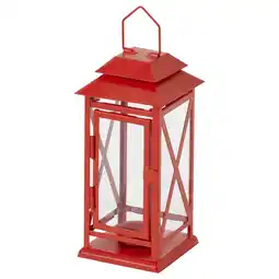 IKEA Vinterfint Lykt for telys, inne/utendørs, klarrød, 22 cm tilbud