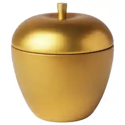 IKEA Vinterfint Duftlys i metallkopp, epleformet/eple og kanel gullfarget, 24 hr tilbud