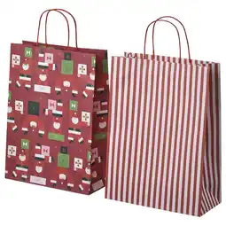 IKEA Vinterfint Gavepose, flere mønstre rød, 26x35 cm tilbud