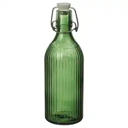 IKEA Vinterfint Flaske m kork, glass grønn, 0.5 l tilbud