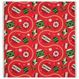 IKEA Vinterfint Metervare, julekulemønstret rød, 150x300 cm tilbud