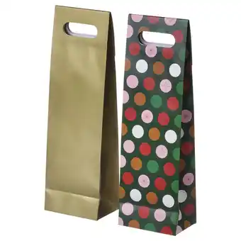 IKEA Vinterfint Gavepose til flaske, flere mønstre flerfarget/gullfarget, 13x41 cm tilbud