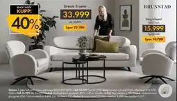 Fagmøbler Stream 3-seter, NOK 33999 tilbud