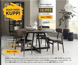 Fagmøbler Embla spisebord, NOK 18995 tilbud
