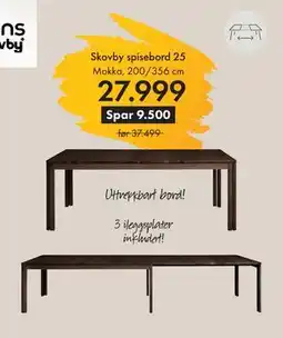 Fagmøbler Skovby spisebord 25, NOK 27999 tilbud