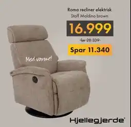 Fagmøbler Roma recliner elektrisk, NOK 16999 tilbud