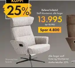 Fagmøbler Relieve hvilestol, NOK 13995 tilbud