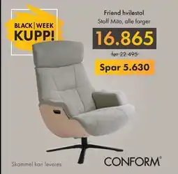 Fagmøbler Friend hvilestol, NOK 16865 tilbud