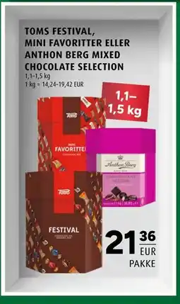 Scandinavian Park TOMS FESTIVAL, MINI FAVORITTER ELLER ANTHON BERG MIXED CHOCOLATE SELECTION, EUR 21.36 tilbud