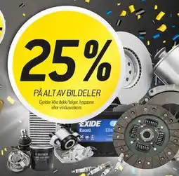 Thansen 25% PÅ ALT AV BILDELER tilbud