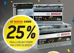 Thansen 25% PÅ ALLE BILBATTERIER FRA EXIDE OG BOSCH tilbud