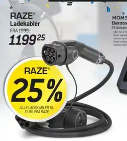 Thansen 25% ALLE LADEKABLER TIL ELBIL FRA RAZE tilbud