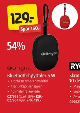 Jula Bluetooth-høyttaler 5 W, NOK 129 tilbud
