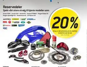 Thansen 20% PÅ ALLE RESERVEDELER TIL MOPED, SCOOTER, MC OG MX tilbud