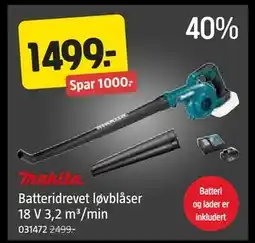 Jula Batteridrevet løvblåser 18 V 3,2 m³/min, NOK 1499 tilbud