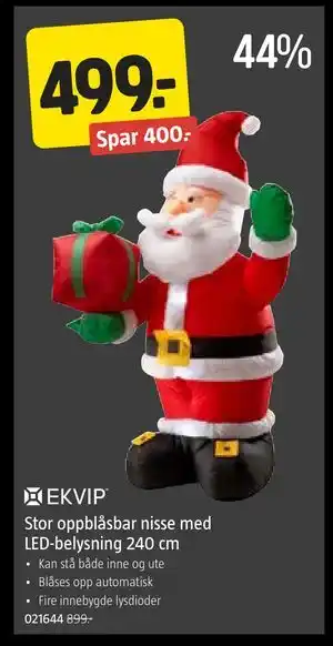 Jula Stor oppblåsbar nisse med LED-belysning 240 cm, NOK 499 tilbud