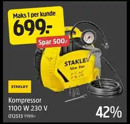 Jula Kompressor 1100 W 230 V, NOK 699 tilbud