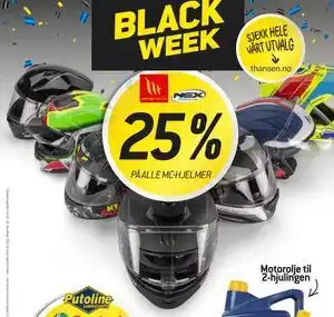 Thansen 25% PÅ ALLE MC-HJELMER tilbud