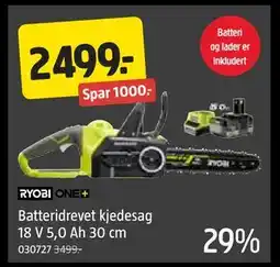 Jula Batteridrevet kjedesag 18 V 5,0 Ah 30 cm, NOK 2499 tilbud