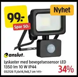 Jula Lyskaster med bevegelsessensor LED 1350 lm 10 W IP44, NOK 99 tilbud