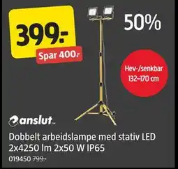 Jula Dobbelt arbeidslampe med stativ LED 2x4250 lm 2x50 W IP65, NOK 399 tilbud