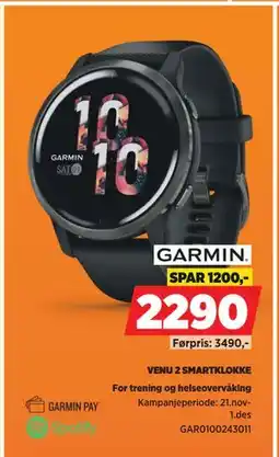 POWER VENU 2 SMARTKLOKKE, NOK 2290 tilbud